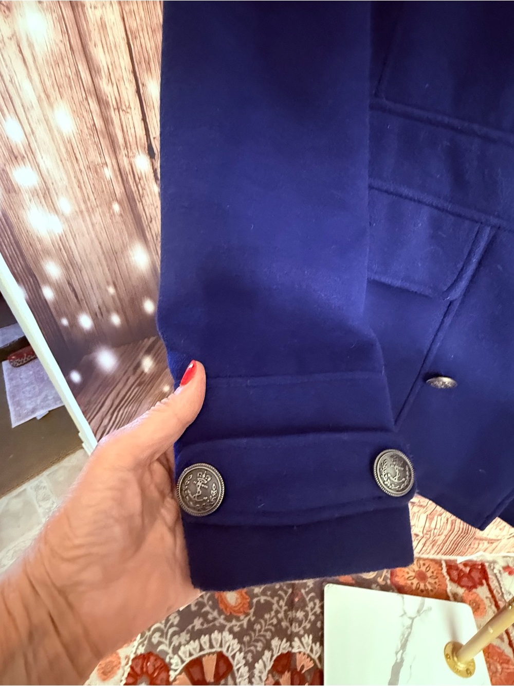Apt. 9 Navy Double-Breasted Peacoat with Gold Buttons - Picture 4 of 6